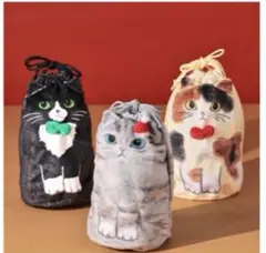 カルディおすわりネコ巾着2個セット 新品　未使用 クリスマス使用　巾着のみ