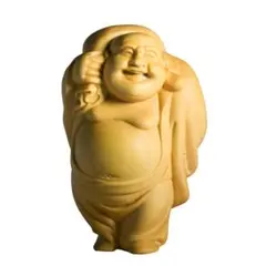 【柘植 木彫 根付】 布袋様
