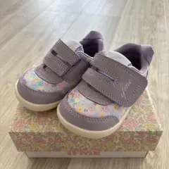 【試し履きのみ】イフミー 花柄スニーカー 13cmサイズ パープル　IFME