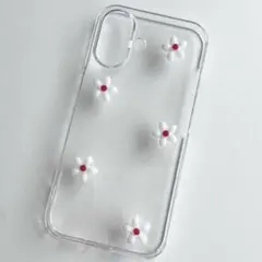 *ぷっくりお花のiPhoneケース* 【レッド】フラワー　シンプル　レトロ