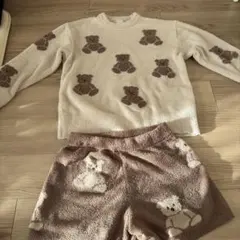 クマ柄フリースルームウェアセット ジェラートピケ
