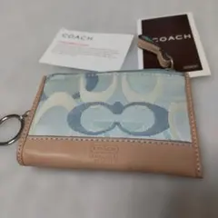 COACH シグネチャー コインケース 小銭入れ ライトブルー