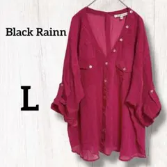 Black Rainn ホットピンク シアーシャツ 【L】 オーバーサイズ