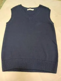 学生　ネイビー Vネック ベスト M