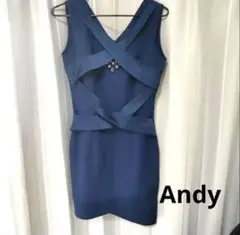 ネイビー クロスデザイン タイトドレス andy