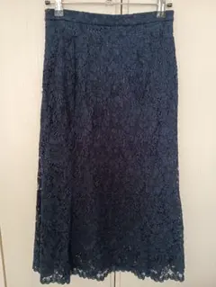 ユニクロ　UNIQLO　レース　フレアスカート　Sサイズ　ネイビー