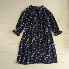 【GU】 ロングカーディガン　ワンピース　ネイビー サイズ140