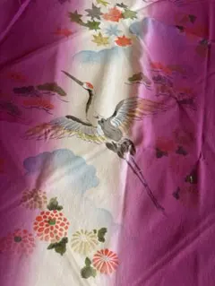 風呂敷 2点セット　鶴 菊 紅葉 紫色 大判 和装小物