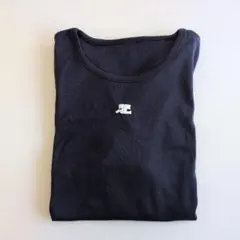 courreges クレージュ 半袖 Tシャツ ネイビー ロゴ刺繍