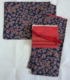 小紋　フルセット　正絹着物【小花柄】紬名古屋帯/帯揚げ/帯締め