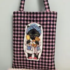 バスタイム バミちゃん コヤンイサムチョン キルティングトート ピンク＆ブラック