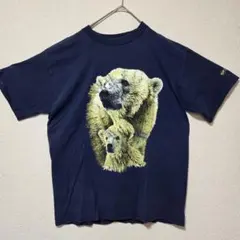 USA製 TOTAL TEE アニマル アニマルTシャツ シロクマ クマ 紺 L