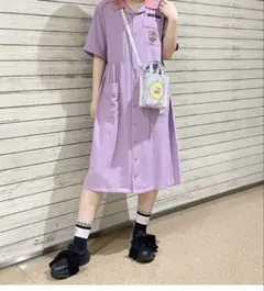 Candy Stripper 半袖ワンピース パープル