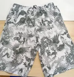 【伝説級】神話の翼 圧倒的 **フェニックス柄**LL ハーフパンツ モノトーン