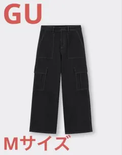 GU ジーユー ミドルライズカーゴジーンズ カーゴパンツ 丈標準 M ブラック