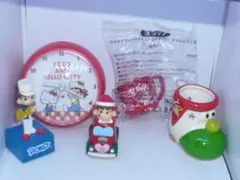 C★未使用品★不二家ペコちゃん×ハローキティ アラーム置時計他5点
