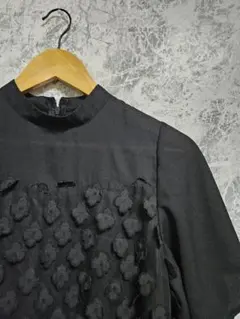 merlotplus立体フラワーモチーフ シアーブラウス ワンピース