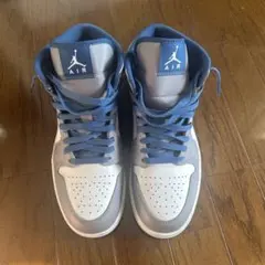 Nike Air Jordan 1 Mid グレー/ブルー　26cm