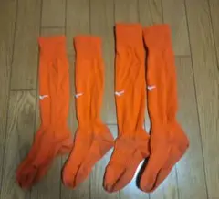オレンジ サッカーソックス 2足セット