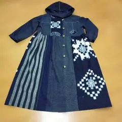 古布リメイク　絵絣、雪ん子絣、書生絣、久留米絣からフ―ドコートワンピース