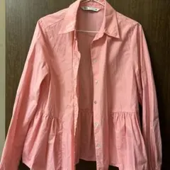 ZARA 長袖 ペプラムシャツ ピンク Mサイズ