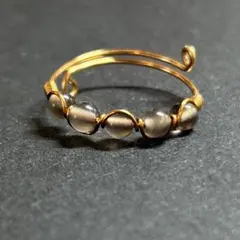 WR473G 天然石 パワーストーン ワイヤーリング アイスオブシディアン