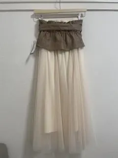チュール フレアスカート ベージュ　M