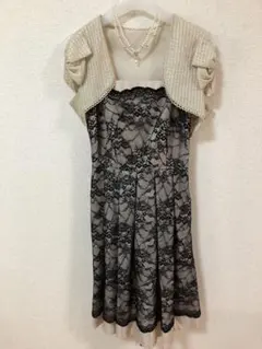 結婚式パーティードレス3点(ボレロ、ネックレス、バッグ)付き