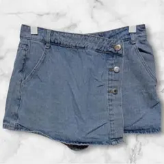 デニム スカパン ミニスカート風 ショートパンツ ライトブルー Sサイズ 韓国