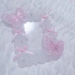 ホイップデコ 硬質カードケースデコ B8 クリア 蝶々 キラキラ リボン ピンク