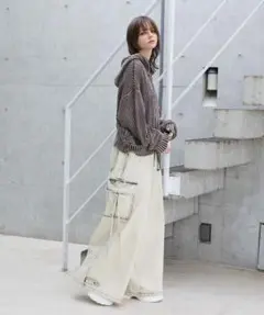 Spielio ヴィンテージライクデニムカーゴワイドパンツ