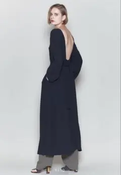 【6〈ロク〉】バックオープン ロングドレス ブラック ユナイテッドアローズ