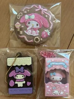 サンリオ　マイメロディ　刺繍缶バッジ　キーホルダー