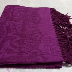 #鮮やかな☆パープル&ピンク模様ストール フリンジ付き☆未使用品！