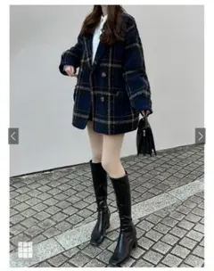 grl チェック柄ツイードショートコート 【snk978】