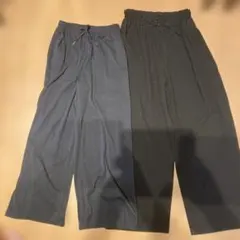 GU 2枚セット　GIRLSリブプルオンワイドパンツ黒　ロングパンツ黒　160