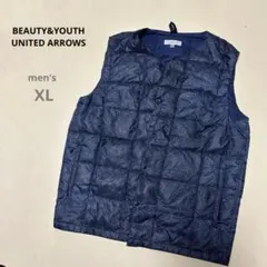 ビューティー&ユースユナイテッドアローズメンズダウンベストブラック黒青 XL