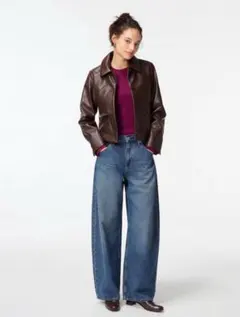 今期 UNIQLO ユニクロ バギーカーブジーンズ 28 ブルー67