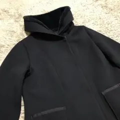 美品 noa-ge ノアージュ フード付きコート M ネイビー フェイクファー