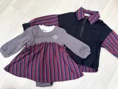 キッズ服 ワンピース　ロンパース80 長袖100 おそろいコーデ　兄妹リンク