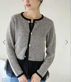 ロペピクニック　サマーツイード風ニットカーディガン