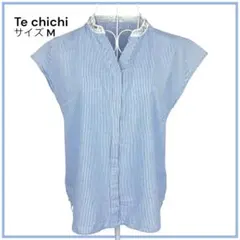Te chichi ビジュー襟ストライプブラウス M 爽やか