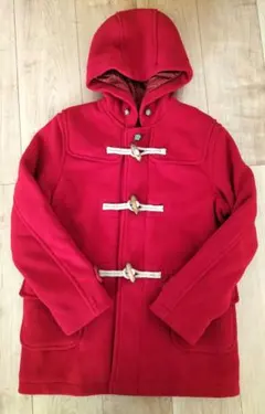美品UNIQLO起毛ムートン中綿ダッフルコート赤フード付き150cmくらい