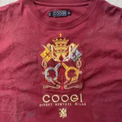 COOGI エンブレム刺繍 Tシャツ バーガンディ XXL 赤　レッド　XXL