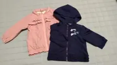 フリル付きネイビー（80）&ピンク（90） アウターセット