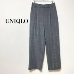 UNIQLO ユニクロ タックワイドパンツ チェック グレー M