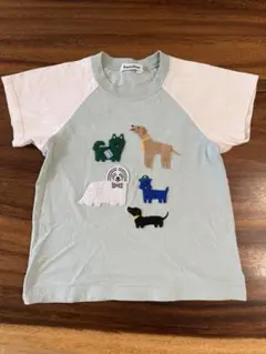【familiar】ファミリア Tシャツ 120 犬 ワッペン 半袖 グリーン系のサムネイル