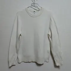 ユニクロ　ウォッシャブルミラノリブクルーネックセーターM　オフホワイト