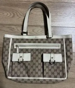 GUCCI GGパターン ハンドバッグ ベージュ/ホワイト