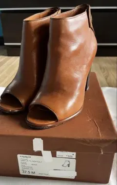 COACH ブラウンレザーオープントゥサンダル 37.5 M
